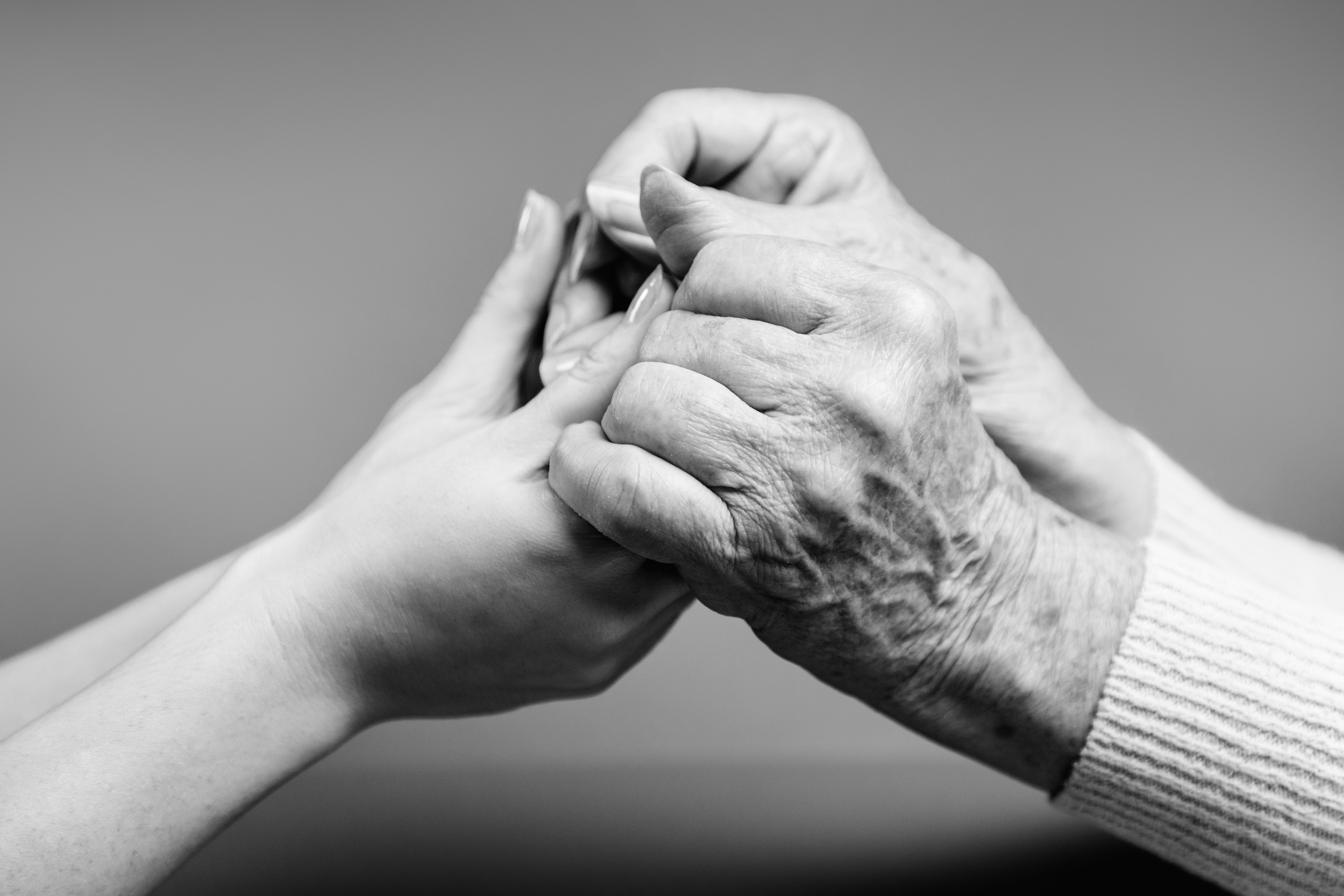 Close-up of Grandparent and Grandchild Holding Hands